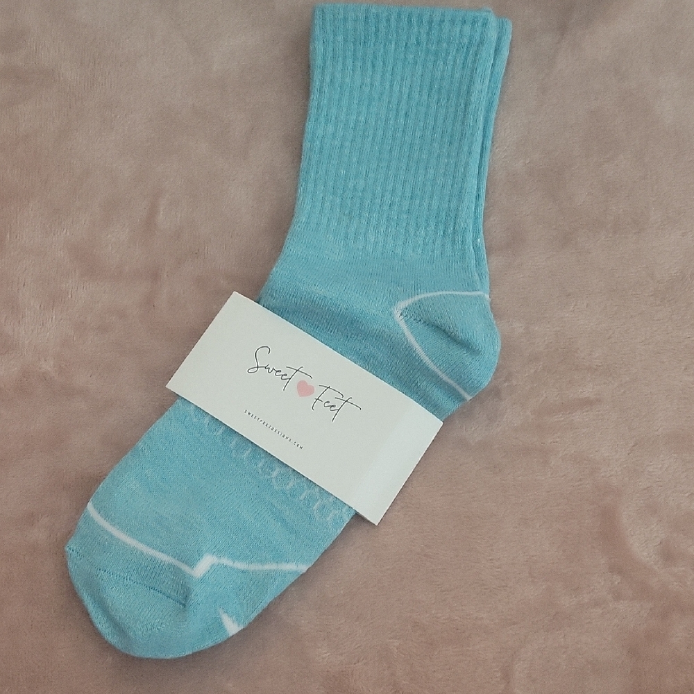 Casual Blue Crew-Length Ribbed Socks